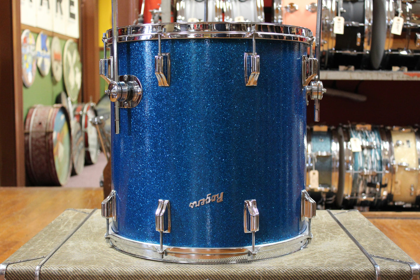 1960s Rogers Starlighter Outfit in Blue Sparkle Pearl 14x20 8x12 16x16 5x14