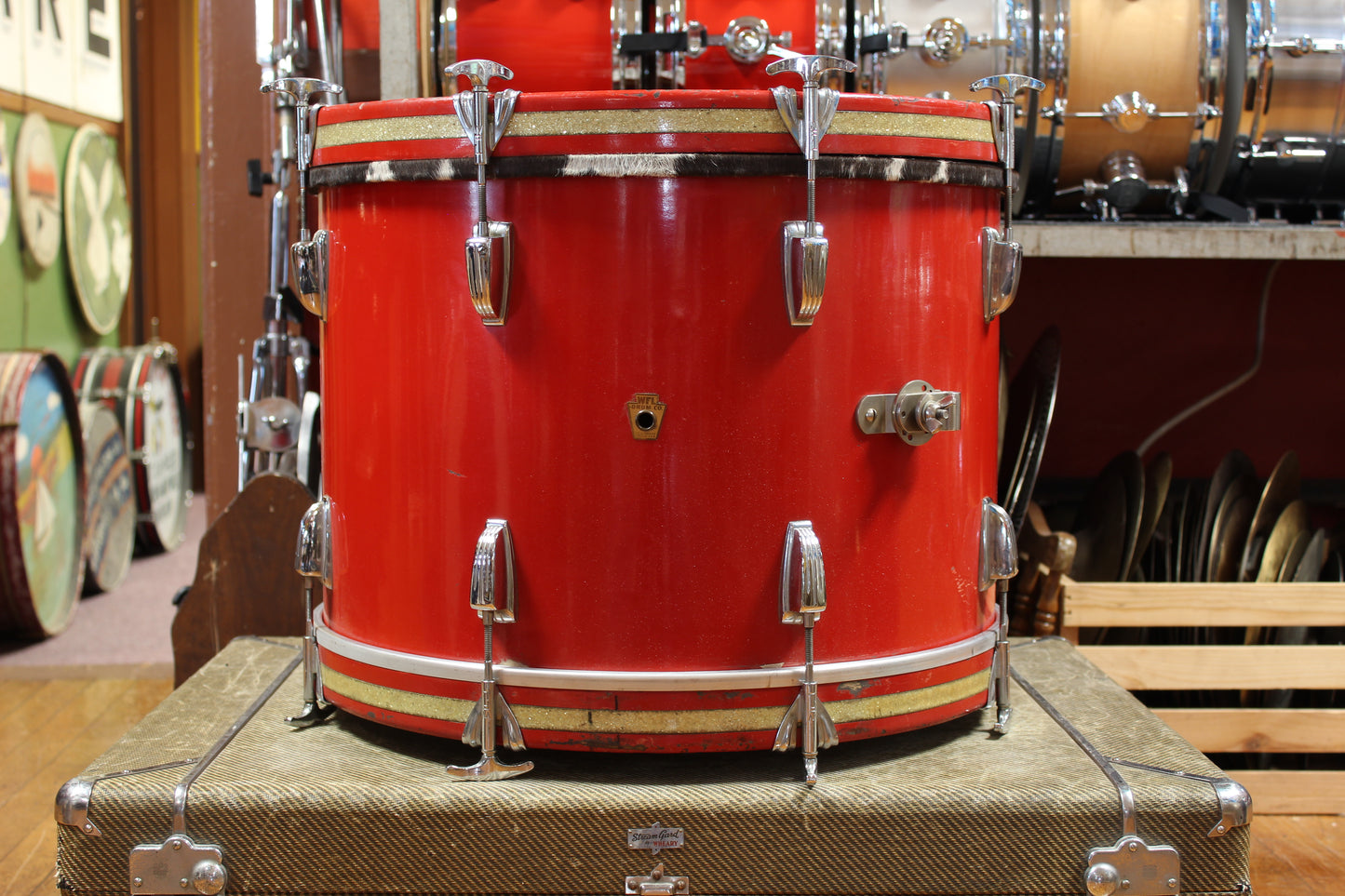 1950s WFL Outfit in Red Lacquer 14x20 14x20 7x13 7x13 16x14 16x16 5.5x14