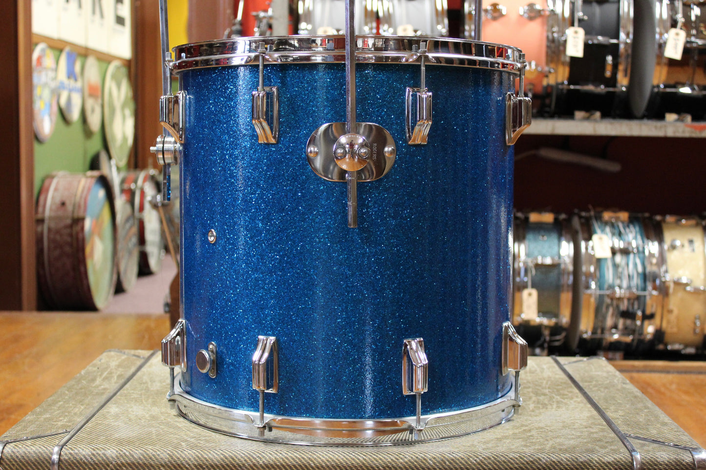 1960s Rogers Starlighter Outfit in Blue Sparkle Pearl 14x20 8x12 16x16 5x14