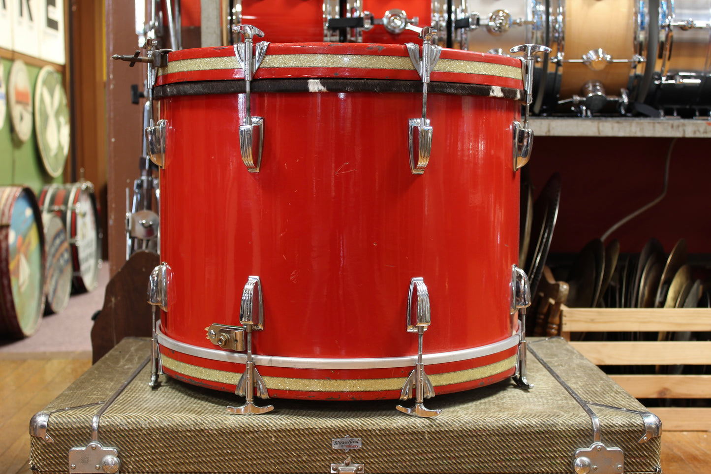 1950s WFL Outfit in Red Lacquer 14x20 14x20 7x13 7x13 16x14 16x16 5.5x14
