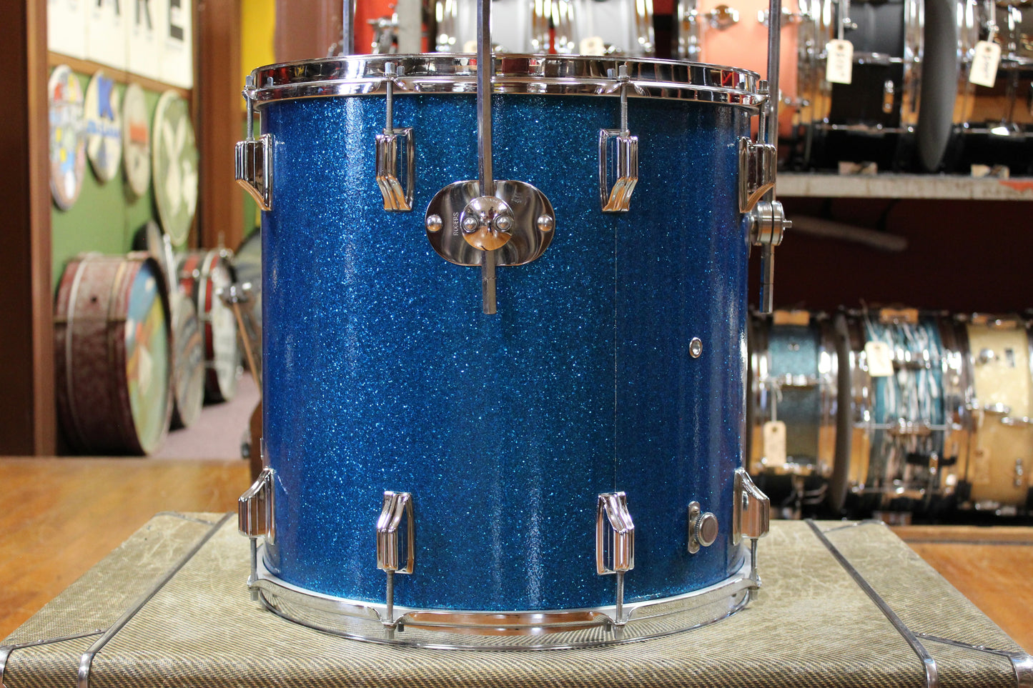 1960s Rogers Starlighter Outfit in Blue Sparkle Pearl 14x20 8x12 16x16 5x14