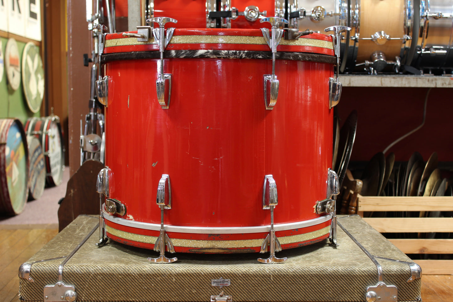 1950s WFL Outfit in Red Lacquer 14x20 14x20 7x13 7x13 16x14 16x16 5.5x14