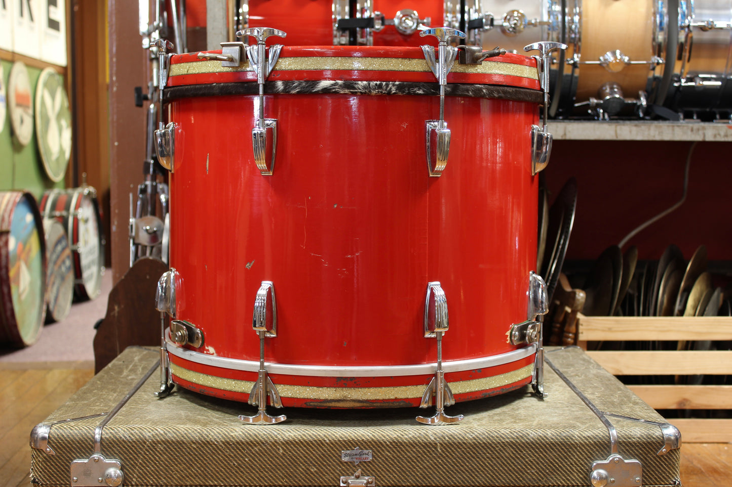 1950s WFL Outfit in Red Lacquer 14x20 14x20 7x13 7x13 16x14 16x16 5.5x14