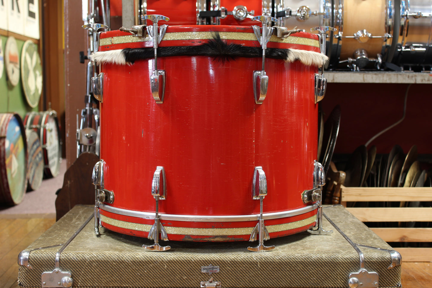 1950s WFL Outfit in Red Lacquer 14x20 14x20 7x13 7x13 16x14 16x16 5.5x14