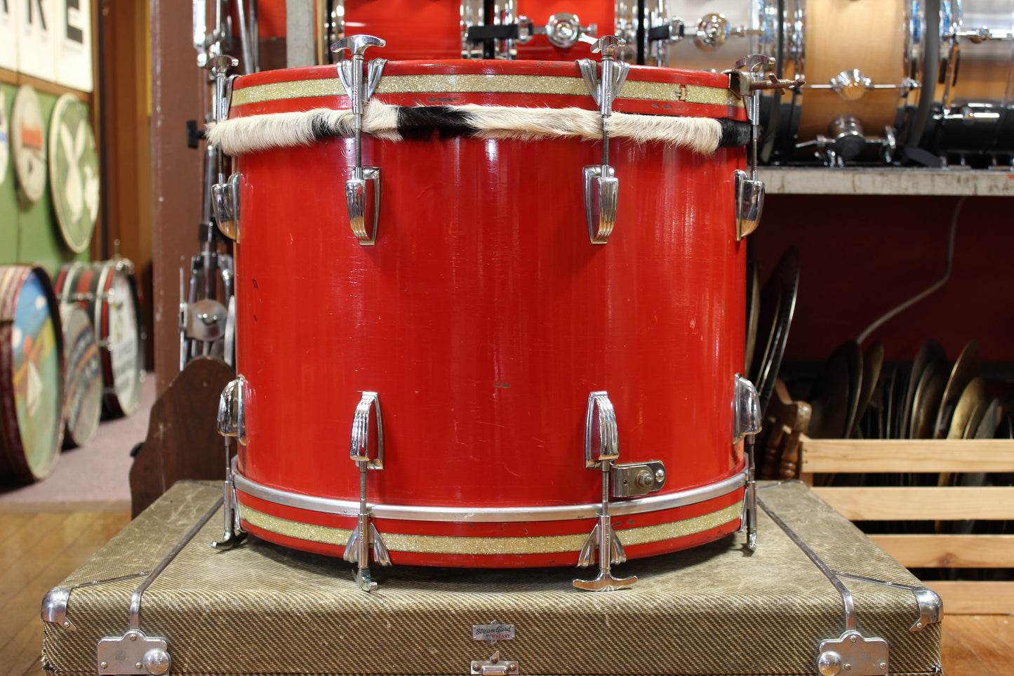 1950s WFL Outfit in Red Lacquer 14x20 14x20 7x13 7x13 16x14 16x16 5.5x14