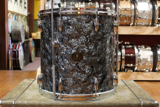 1970s Gretsch 16x16 Stop Sign Badge Floor Tom in Black Diamond Pearl