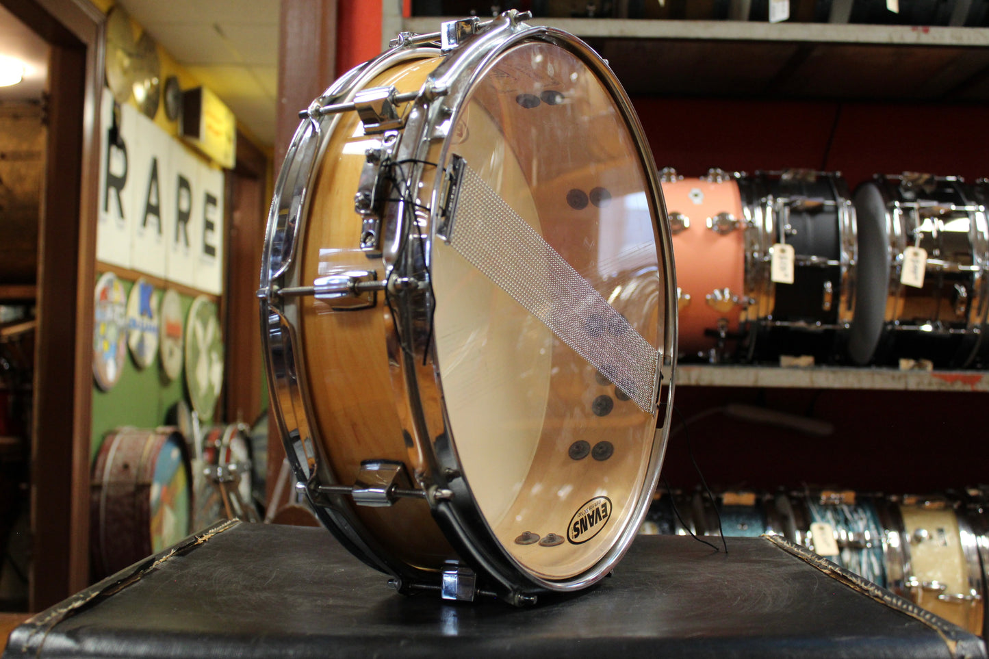 1990s Pearl 4x14 JR Robinson Signature Series Snare Drum in Natural Maple