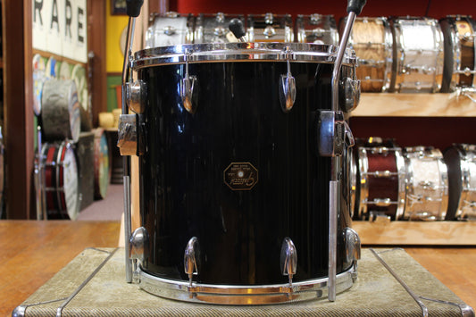 1980s Gretsch 16x16 Drop G Badge Floor Tom in Black Nitron