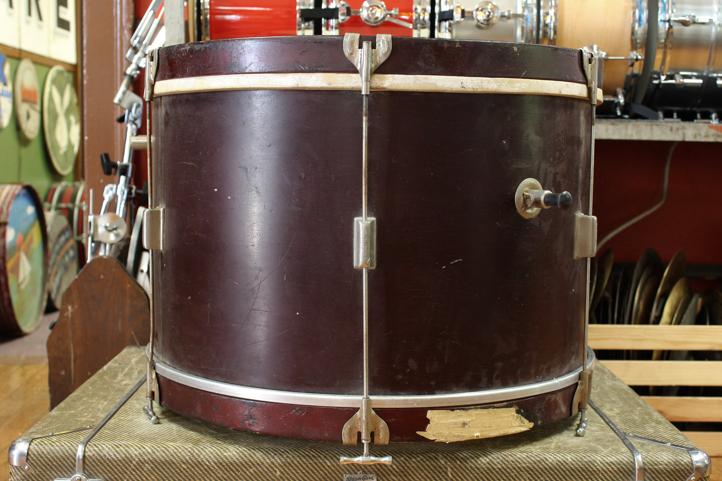 1940s-50s Kent 14x22 Bass Drum in Burgundy Lacquer