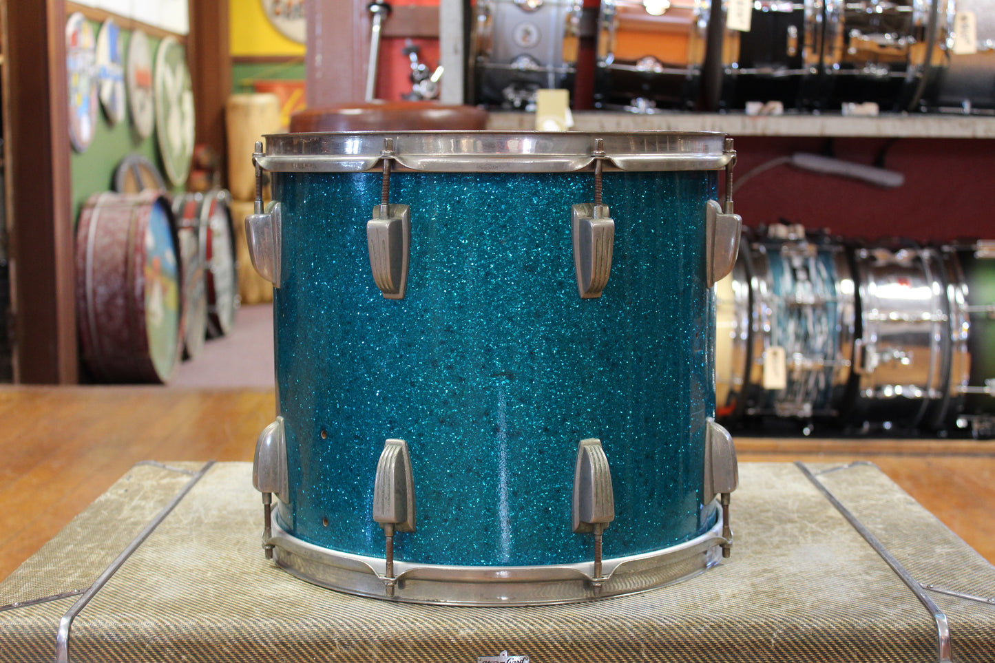 1950s WFL 12x14 Tom Tom in Aqua Sparkle