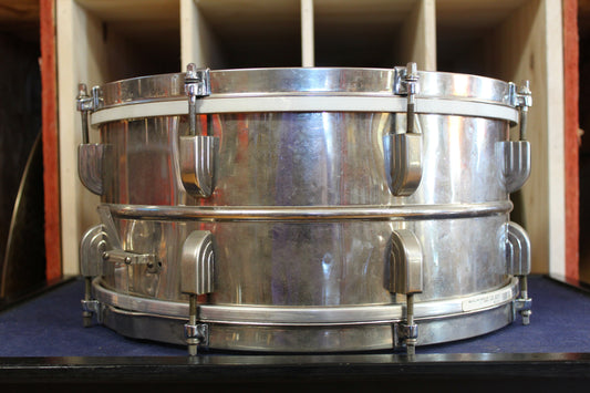 1930s Leedy 6.5x14 Nickel Over Brass Snare Drum