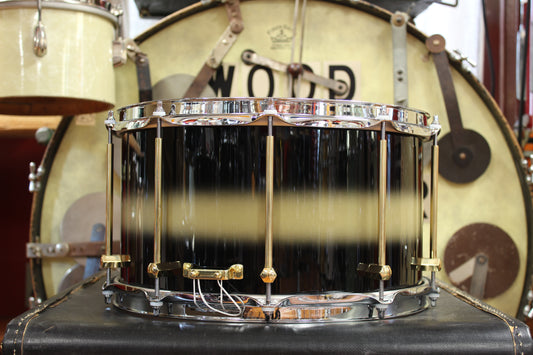 Noble and Cooley 8x14 SS Maple Snare Drum in Black and Gold Duco