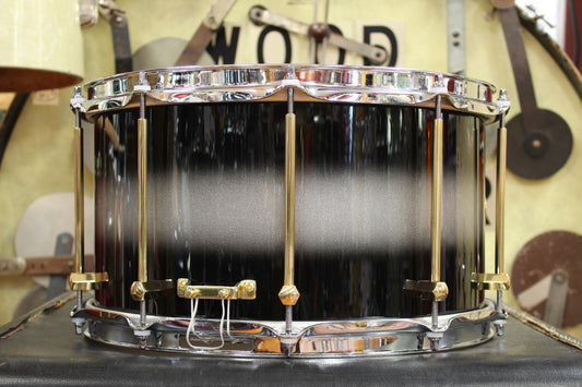 Noble and Cooley 8x14 SS Maple Snare Drum in Black and Silver Duco