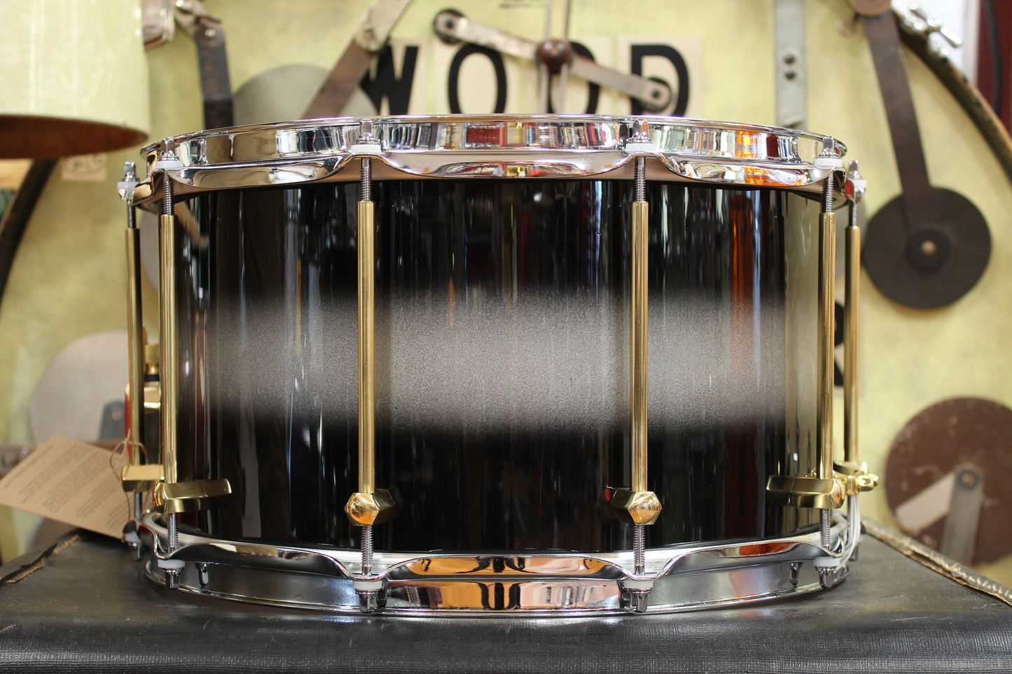 Noble and Cooley 8x14 SS Maple Snare Drum in Black and Silver Duco