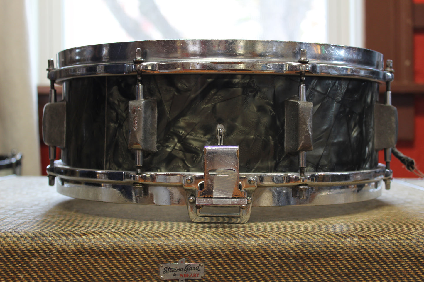 1930s Leedy Broadway Parallel 5x14 in Black Diamond Pearl