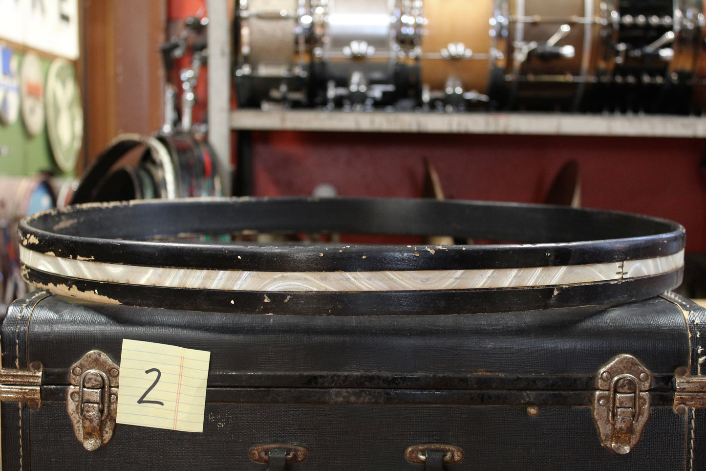1970s Ludwig 22 Inch Wood Bass Drum Hoops with Silver Astro Inlay
