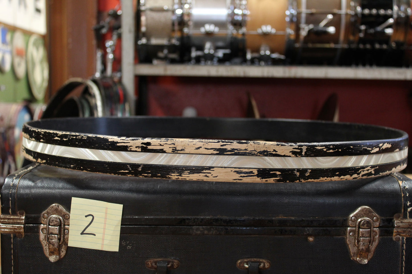 1970s Ludwig 22 Inch Wood Bass Drum Hoops with Silver Astro Inlay