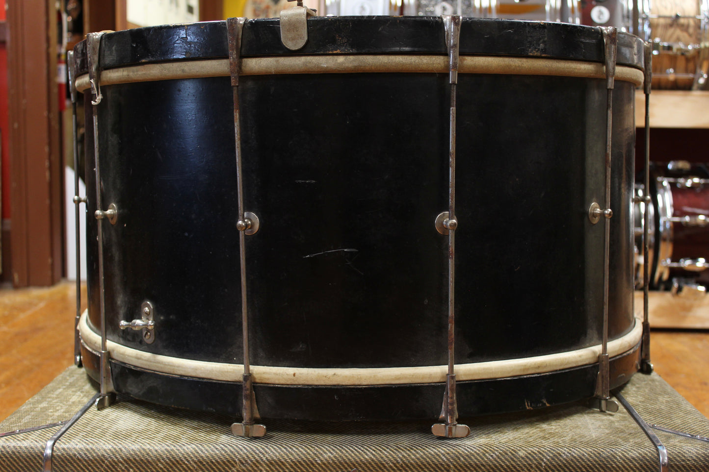 1930s Walberg and Auge 14x27 Bass Drum in Black Lacquer