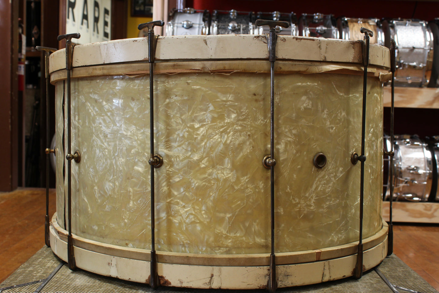 1930s Leedy 14x28 Bass Drum in White Marine Pearl