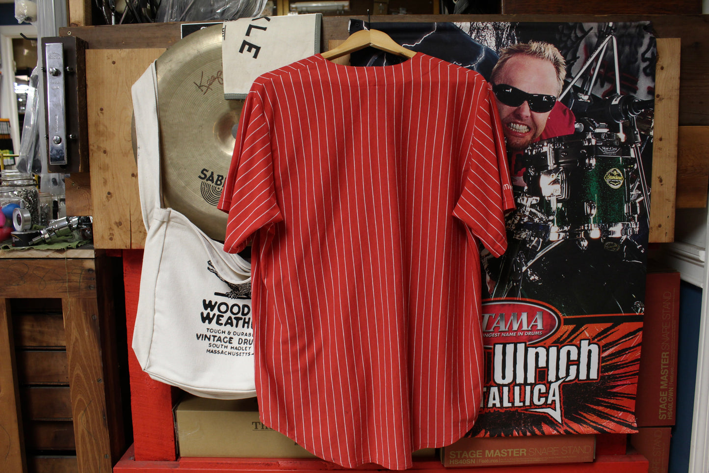 Vintage German Jersey Drum Shirt in Red & White