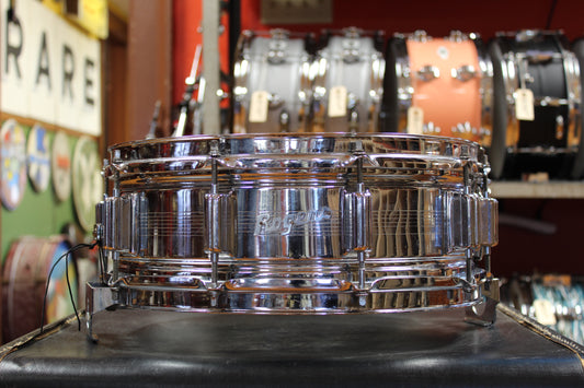 1960s Rogers 5x14 Chrome Over Brass Dyna-sonic Snare Drum #3980