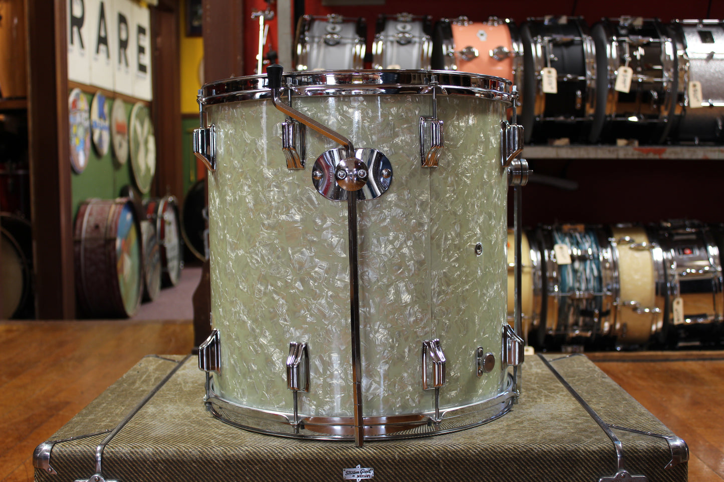 1960s Rogers 16x16 Holiday Floor Tom in White Marine Pearl