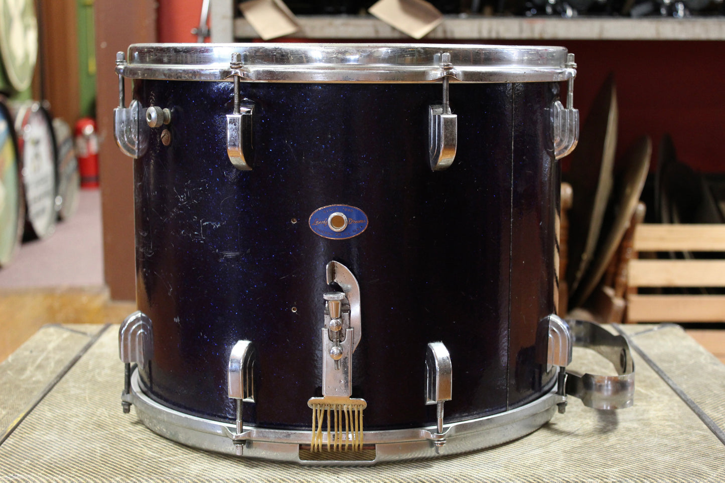 1960s Leedy 12x15 Marching Snare Drum in Blue Sparkle