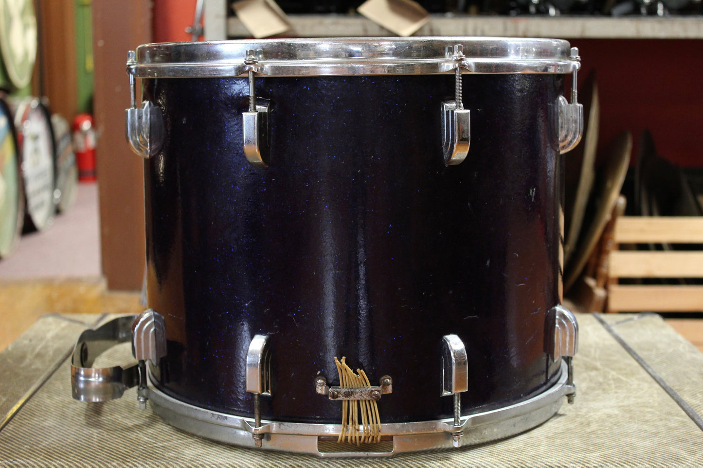 1960s Leedy 12x15 Marching Snare Drum in Blue Sparkle