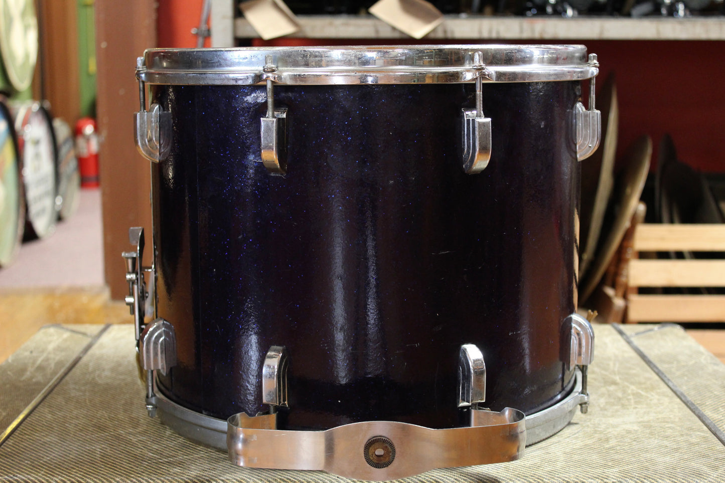 1960s Leedy 12x15 Marching Snare Drum in Blue Sparkle