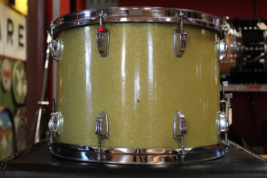 1970s Ludwig 10x14 Marching Snare Drum in Green Sparkle
