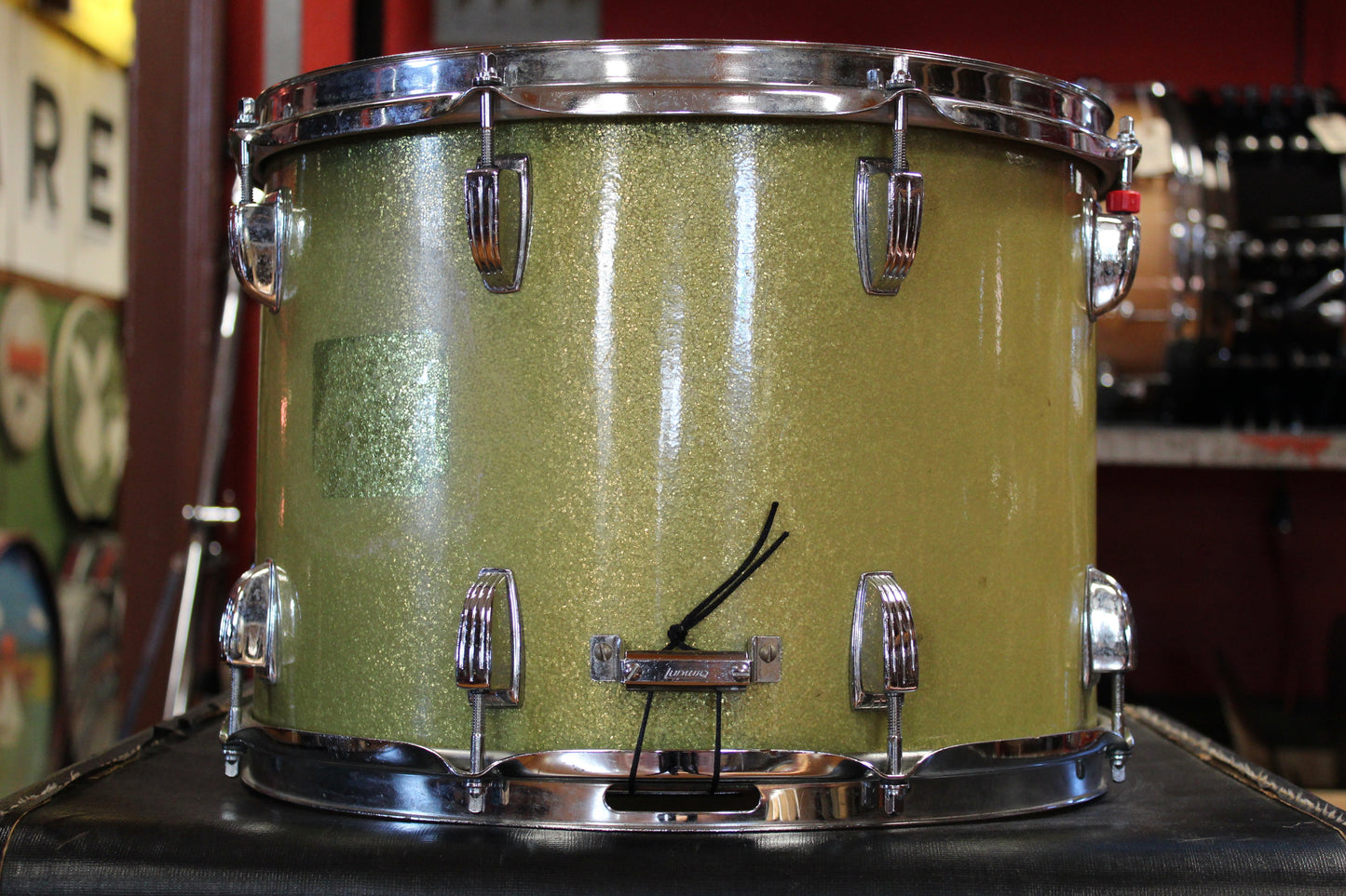 1970s Ludwig 10x14 Marching Snare Drum in Green Sparkle