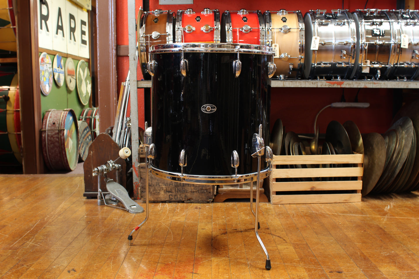 1970s Slingerland New Rock Outfit in Black Beauty Pearl 14x20 8x12 9x13 16x16