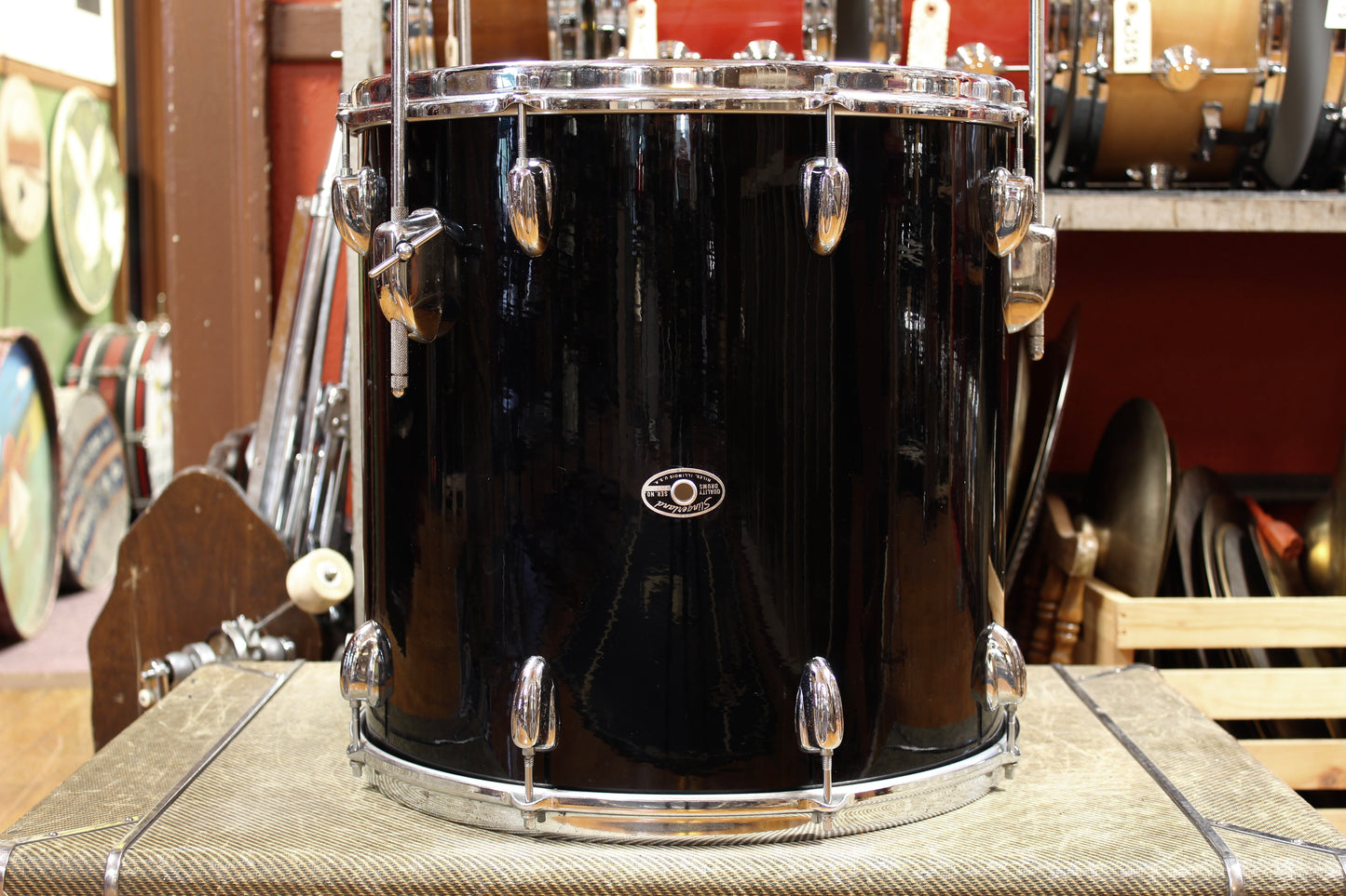 1970s Slingerland New Rock Outfit in Black Beauty Pearl 14x20 8x12 9x13 16x16