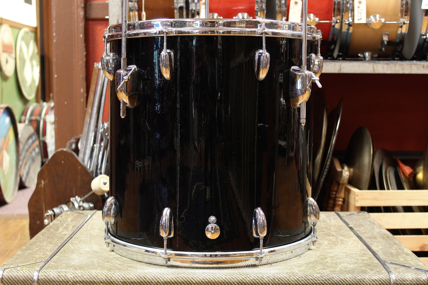1970s Slingerland New Rock Outfit in Black Beauty Pearl 14x20 8x12 9x13 16x16