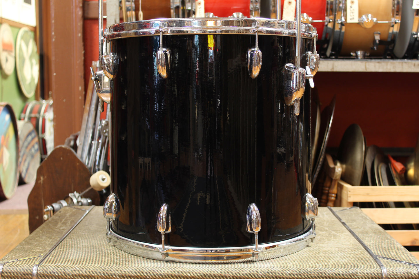1970s Slingerland New Rock Outfit in Black Beauty Pearl 14x20 8x12 9x13 16x16
