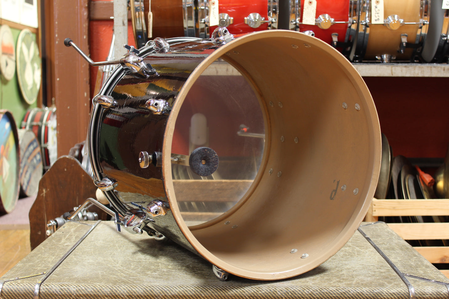 1970s Slingerland New Rock Outfit in Black Beauty Pearl 14x20 8x12 9x13 16x16