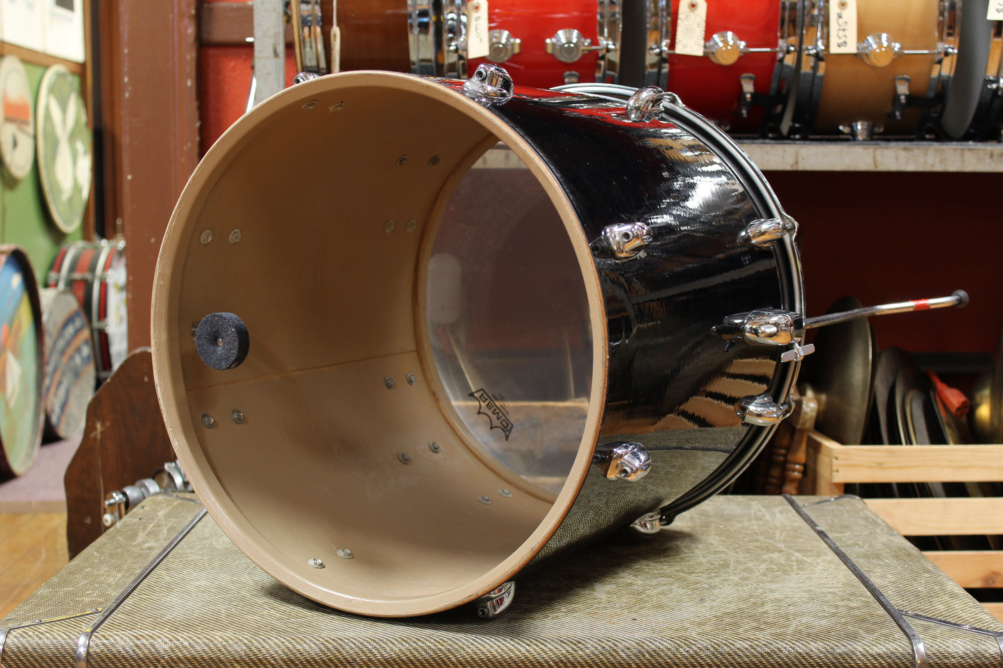 1970s Slingerland New Rock Outfit in Black Beauty Pearl 14x20 8x12 9x13 16x16