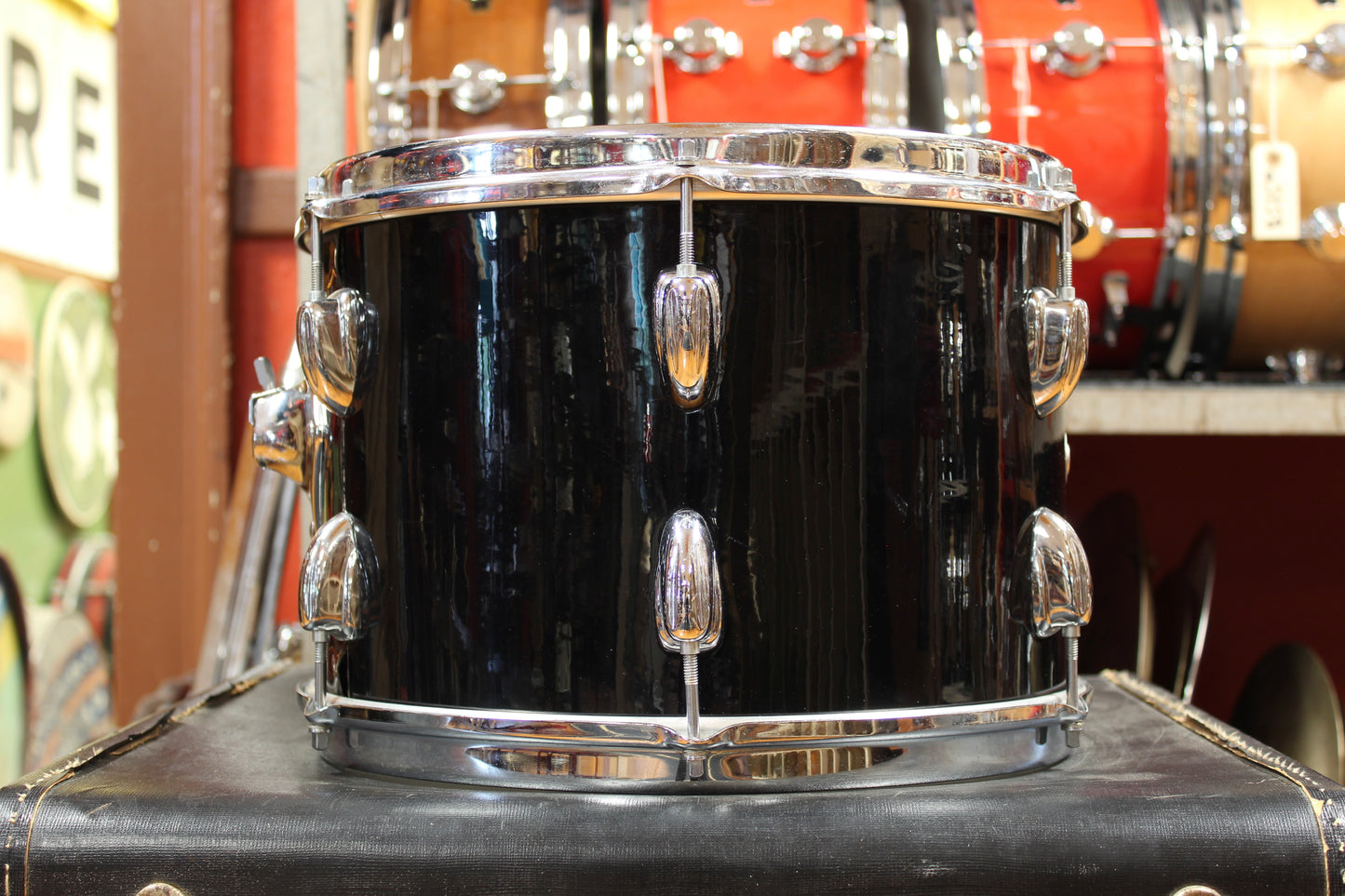 1970s Slingerland New Rock Outfit in Black Beauty Pearl 14x20 8x12 9x13 16x16