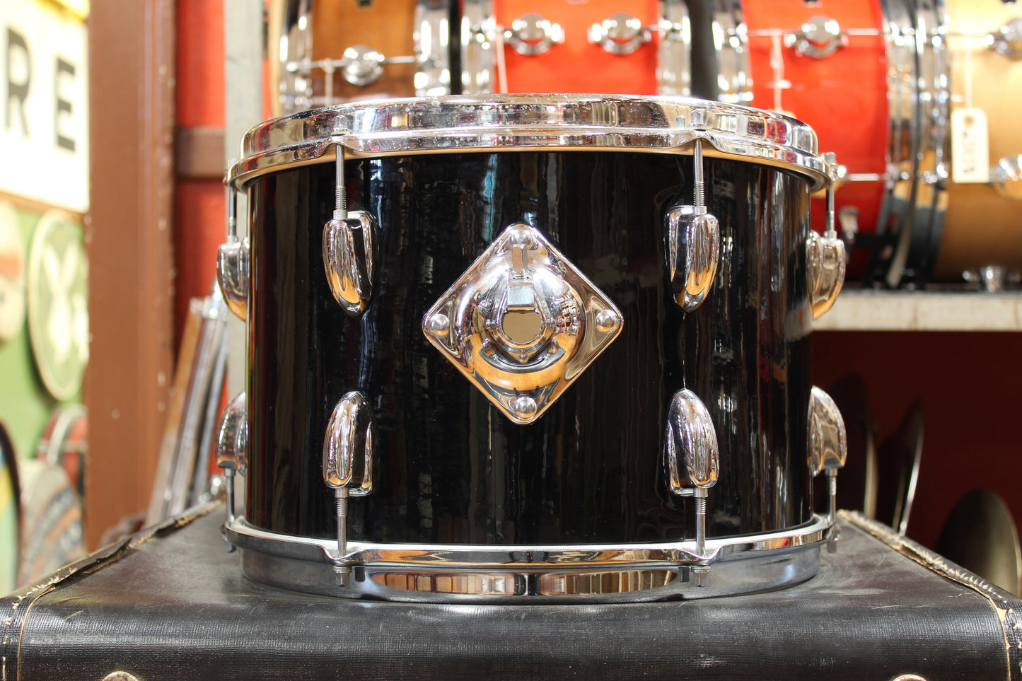 1970s Slingerland New Rock Outfit in Black Beauty Pearl 14x20 8x12 9x13 16x16