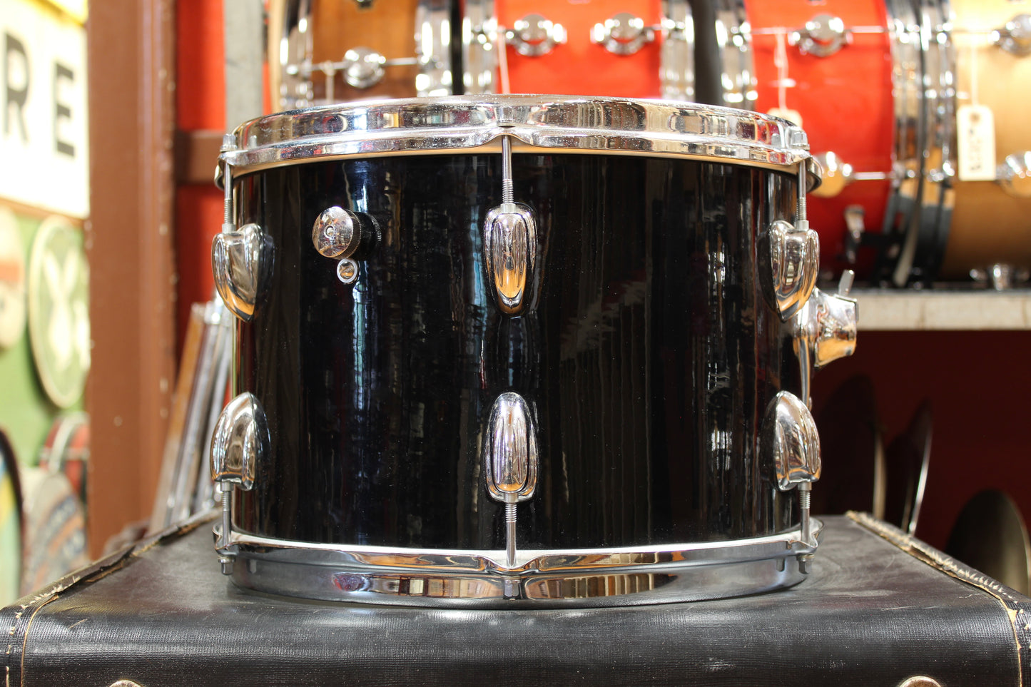 1970s Slingerland New Rock Outfit in Black Beauty Pearl 14x20 8x12 9x13 16x16