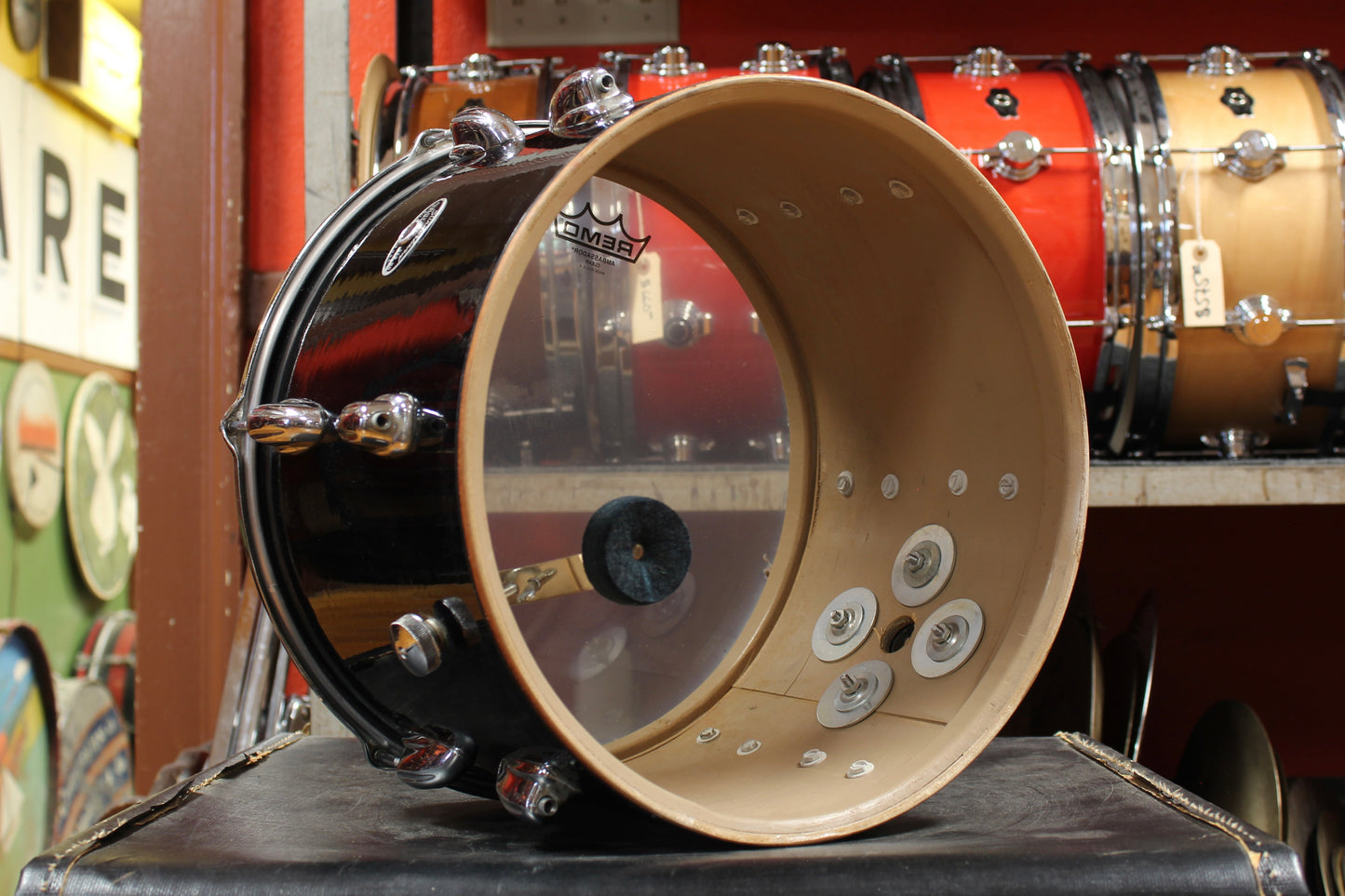 1970s Slingerland New Rock Outfit in Black Beauty Pearl 14x20 8x12 9x13 16x16