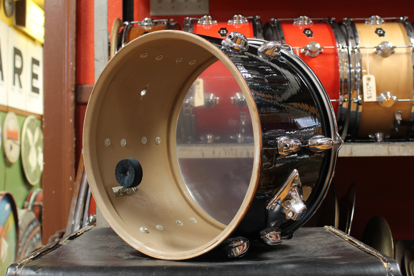 1970s Slingerland New Rock Outfit in Black Beauty Pearl 14x20 8x12 9x13 16x16