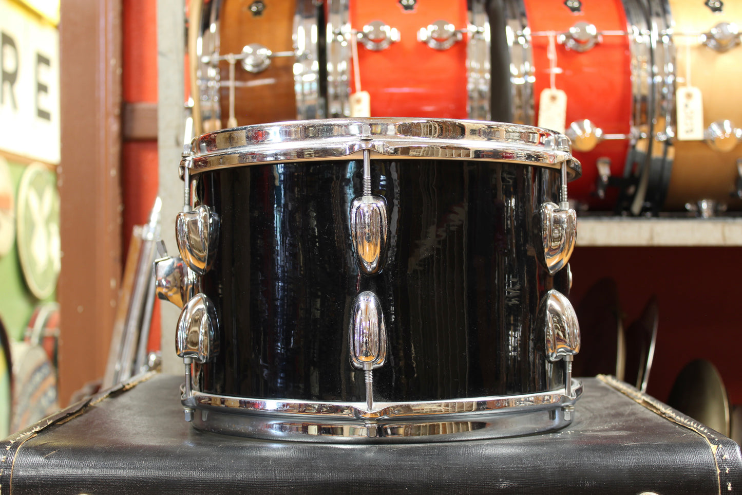 1970s Slingerland New Rock Outfit in Black Beauty Pearl 14x20 8x12 9x13 16x16