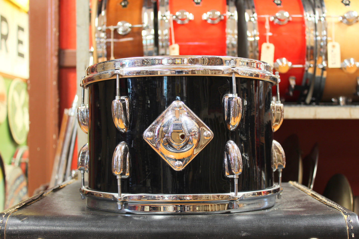 1970s Slingerland New Rock Outfit in Black Beauty Pearl 14x20 8x12 9x13 16x16