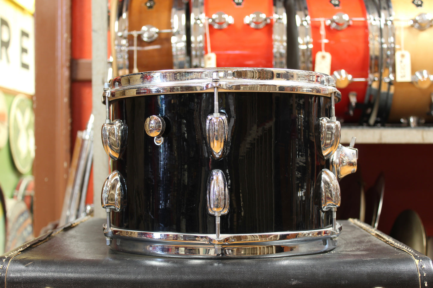 1970s Slingerland New Rock Outfit in Black Beauty Pearl 14x20 8x12 9x13 16x16