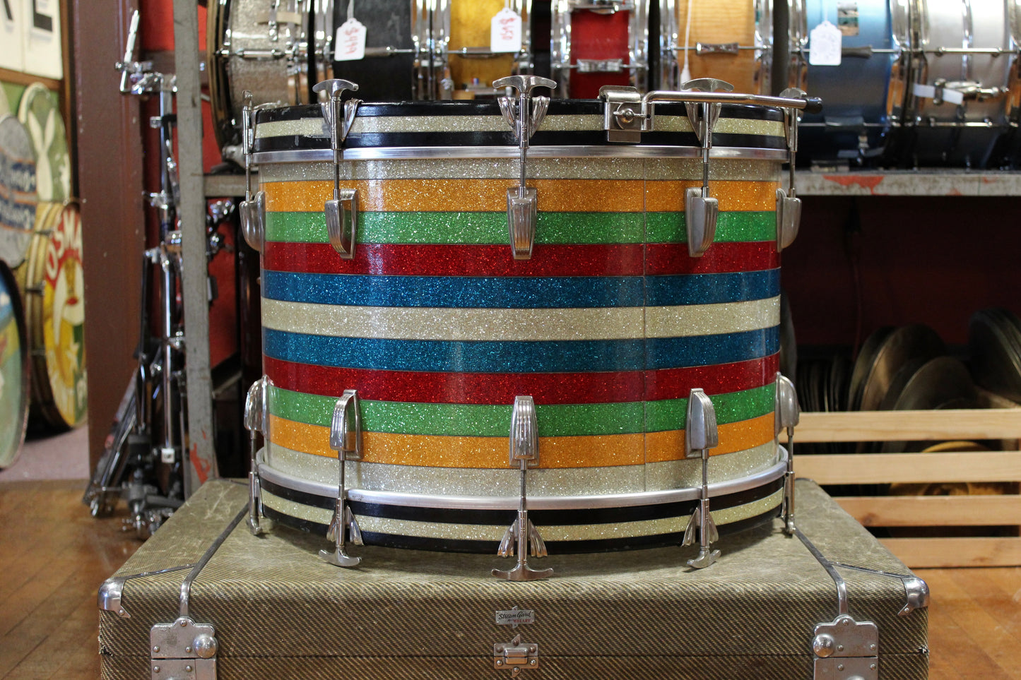 1950's WFL Super Classic Bass Drum and Snare Drum in Banded Pearl (Salesman) 14x22 10x14