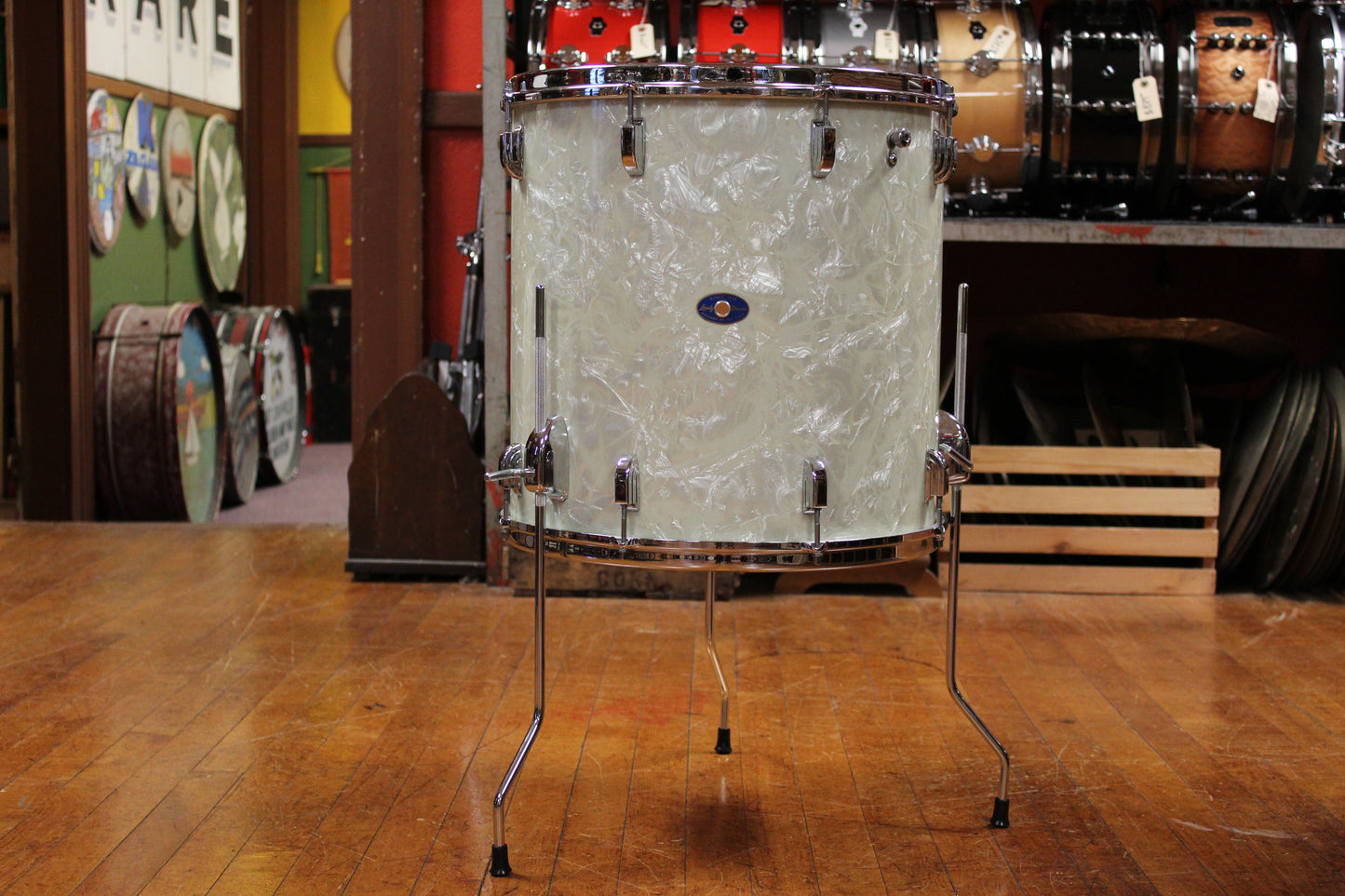 1960s Leedy Shelly Manne Outfit in White Marine Pearl 14x20 9x13 16x16