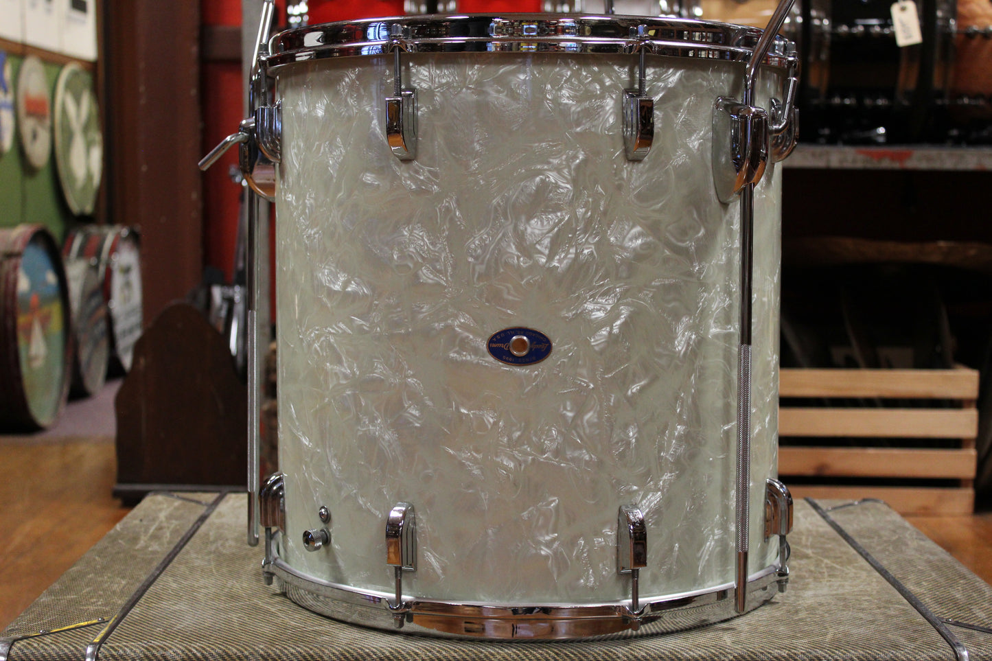 1960s Leedy Shelly Manne Outfit in White Marine Pearl 14x20 9x13 16x16