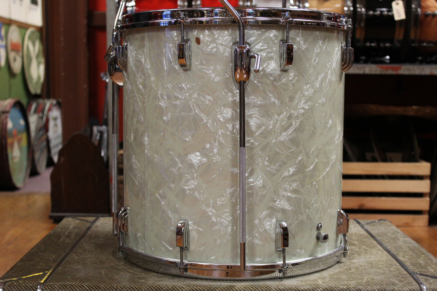 1960s Leedy Shelly Manne Outfit in White Marine Pearl 14x20 9x13 16x16