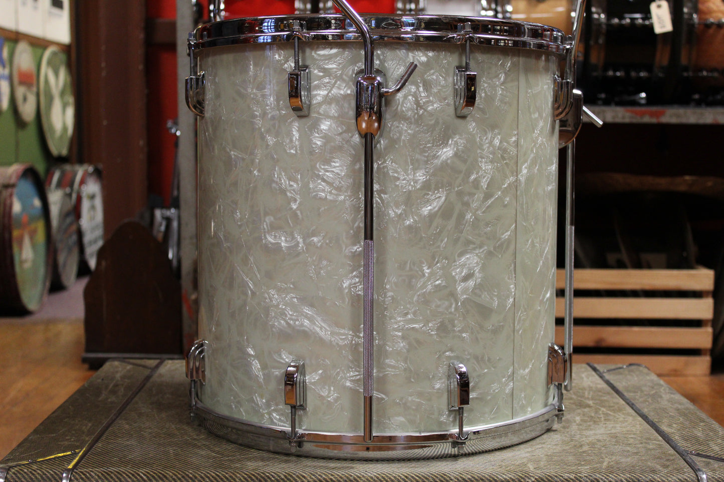 1960s Leedy Shelly Manne Outfit in White Marine Pearl 14x20 9x13 16x16